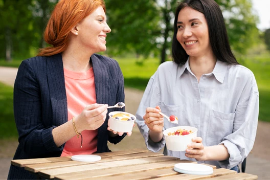 Recyclable paper cups for yogurt and dairy with less than 10% plastic content