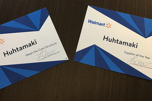 Walmart names Huhtamaki Supplier of the Year