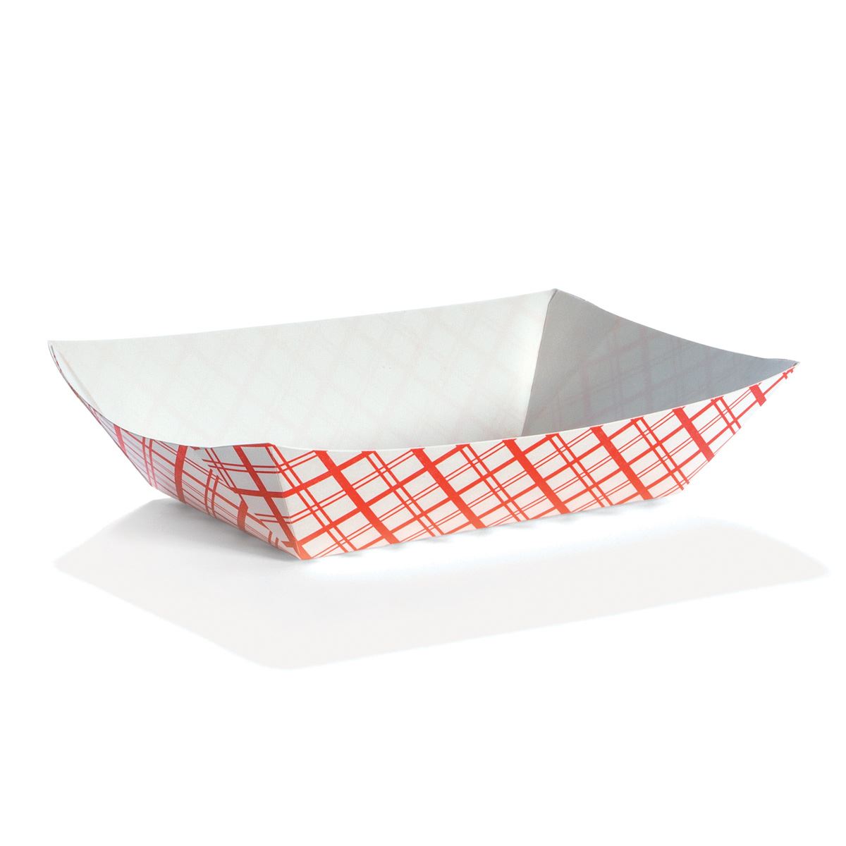 100 Count Red & White Checked Paper Food Trays Size #2 Pound 