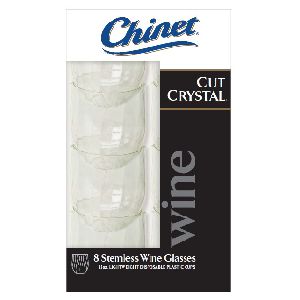 Chinet Cut Crystal 15 oz Stemless Wine Glasses - 24 count